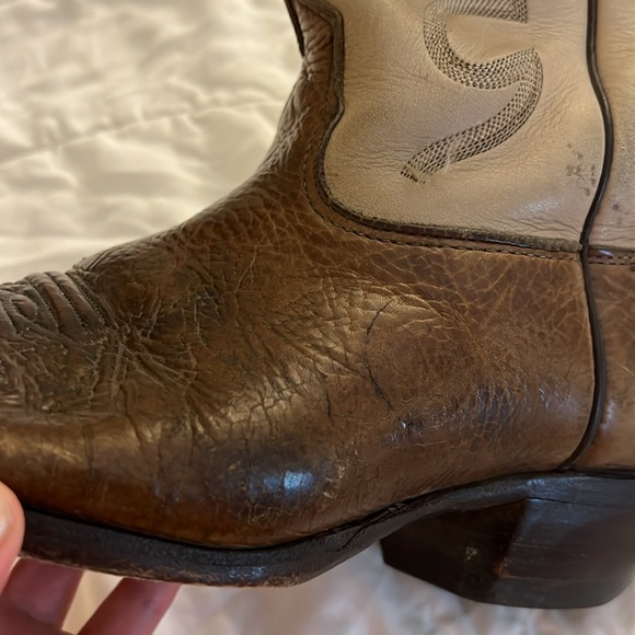 Nocona Boots Cowboy men size 10 EE cream khaki and brown - Picture 15 of 17